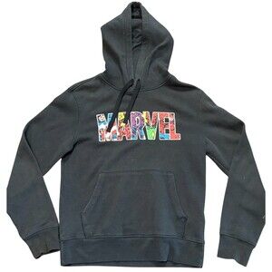 Amazon Essentials Marvel Logo Fleece Pullover Hoodie Sweatshirt Size XS Black